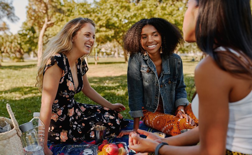 Group of friends having a picnic
